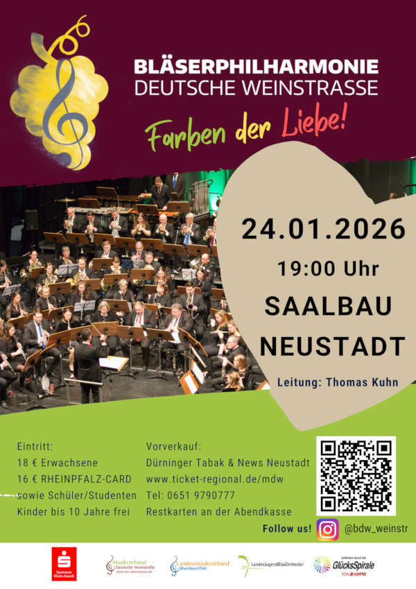 Bläserphilharmonie Deutsche Weinstraße im Januar 2026 in Neustadt an der Weinstraße