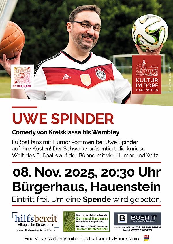 Fußballcomedy mit Uwe Spinder im November 2025 in Hauenstein (Foto: Matthias Schrof)
