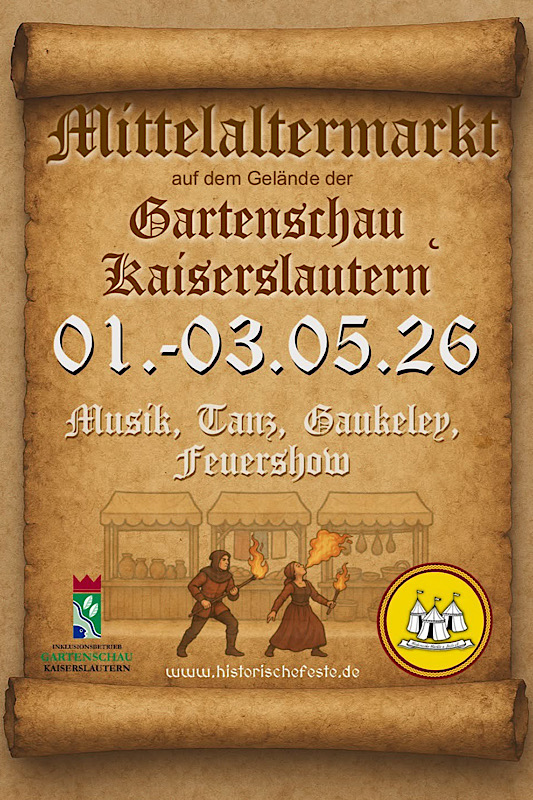 Mittelaltermarkt im Mai 2026 in Kaiserslautern