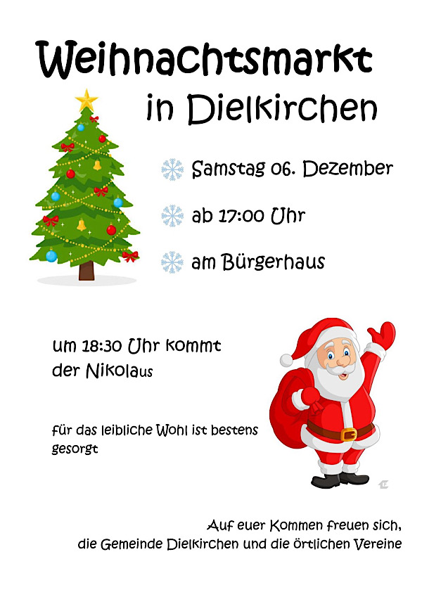 Weihnachtsmarkt im Dezember 2025 in Dielkirchen
