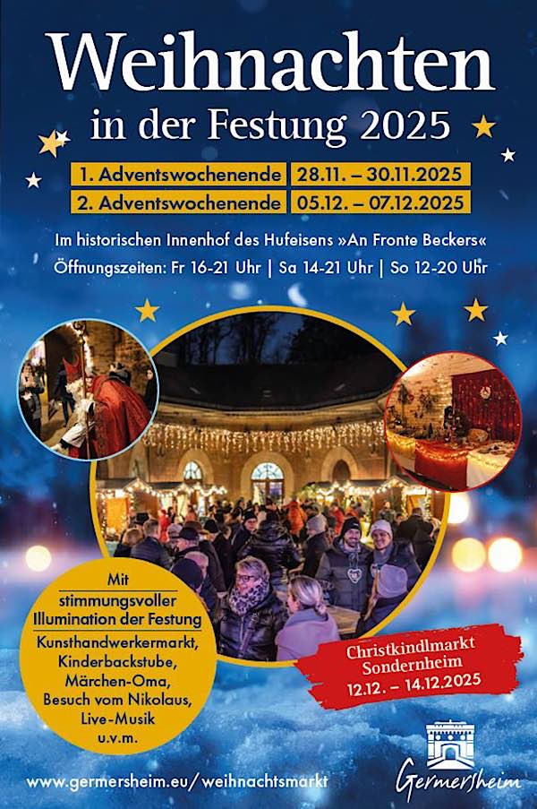 Weihnachten in der Festung im November und Dezember 2025 in Germersheim
