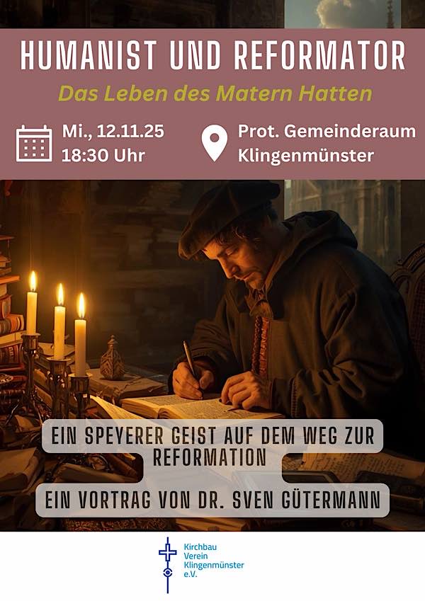 Vortrag “Das Leben des Matern Hatten“ im November 2025 in Klingenmünster