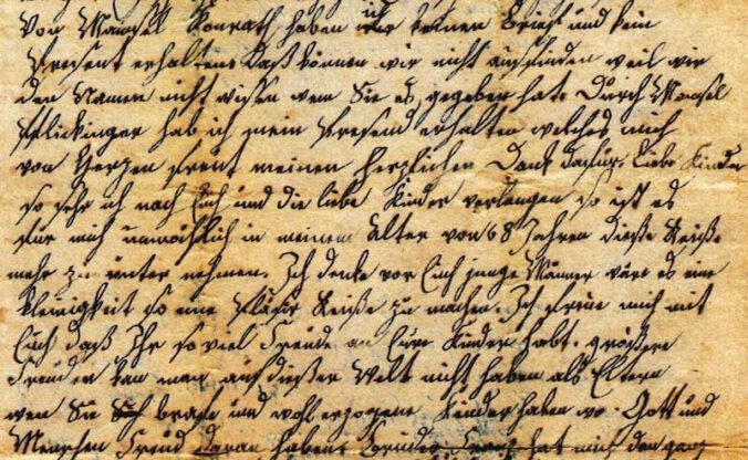 Ausschnitt aus einem Auswandererbrief aus dem Jahr 1845 (Sammlung IPGV)