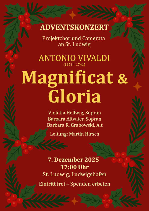 Adventskonzert - Vivaldis „Magnificat & Gloria“ im Dezember 2025 in St. Ludwig in Ludwigshafen