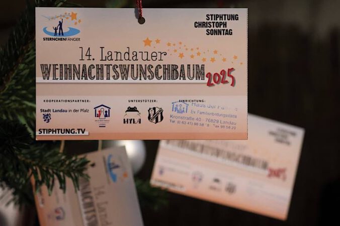 Die Wünsche von rund 300 Landauer Kindern wurden auch 2025 schnell vom Weihnachtswunschbaum gepflückt. (Quelle: Stadt Landau)