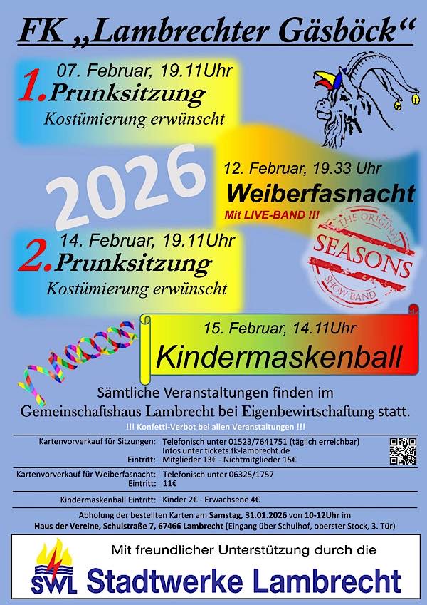 Fasnacht 2026 beim FK „Lambrechter Gäsböck“