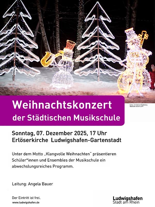 Weihnachtskonzert der Musikschule Ludwigshafen im Dezember 2025 in der Erlöserkirche Ludwigshafen