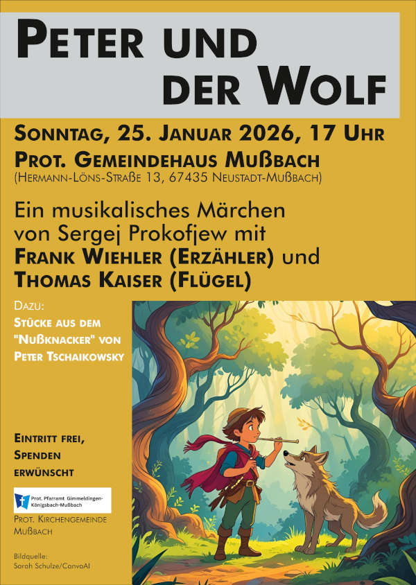 Peter und der Wolf - Konzert mit Lesung im Januar 2025 in Mußbach