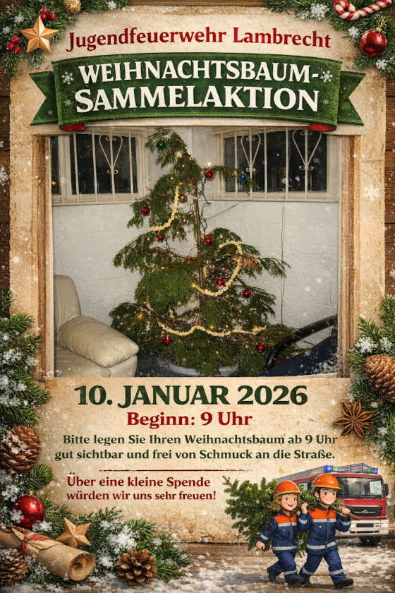 Weihnachtsbaum-Sammelaktion der Jugendfeuerwehr Lambrecht im Januar 2026