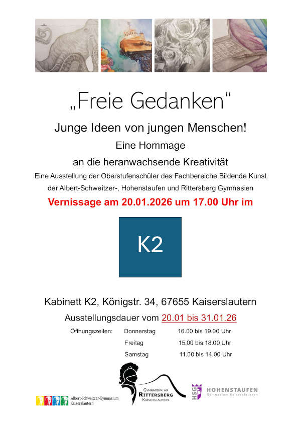 Ausstellung von künstlerischen Arbeiten von Schülerinnen und Schülern im Januar 2026 in Kaiserslautern