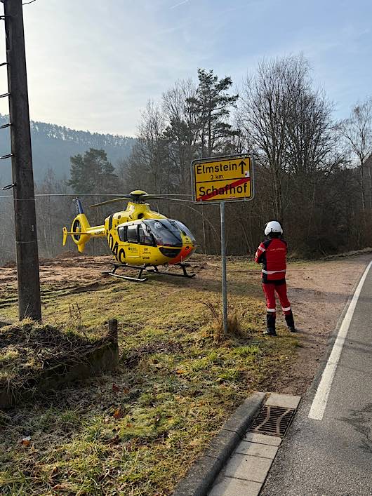 Rettungshubschrauber bei Schafhof (Foto: Presseteam Feuerwehr VG Lambrecht)