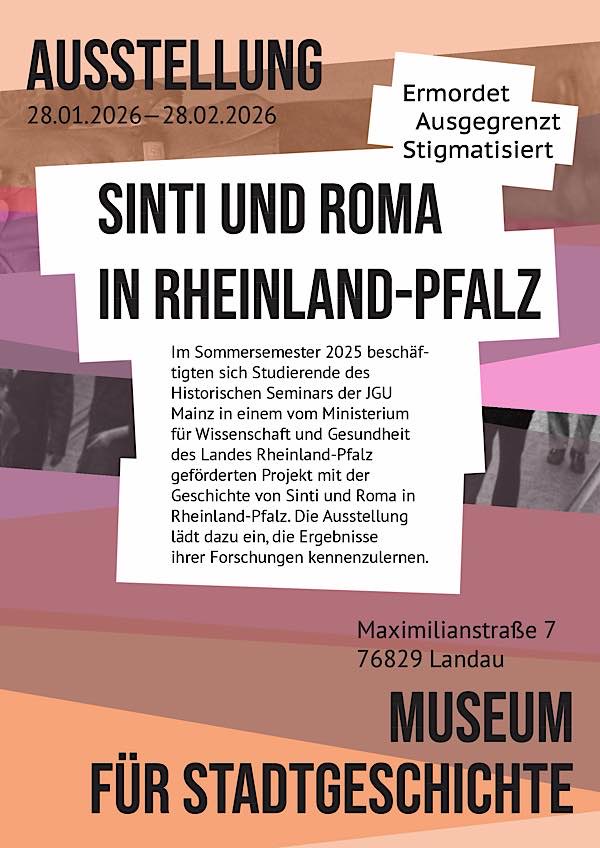 Ausstellung über Geschichte von Sinti und Roma in Rheinland-Pfalz im Januar und Februar 2026 in Landau