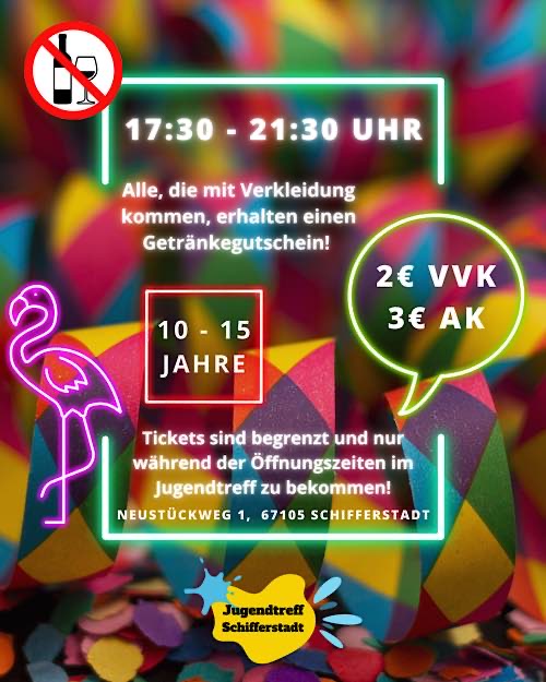 Faschingsparty im Februar 2026 im Jugendtreff Schifferstadt