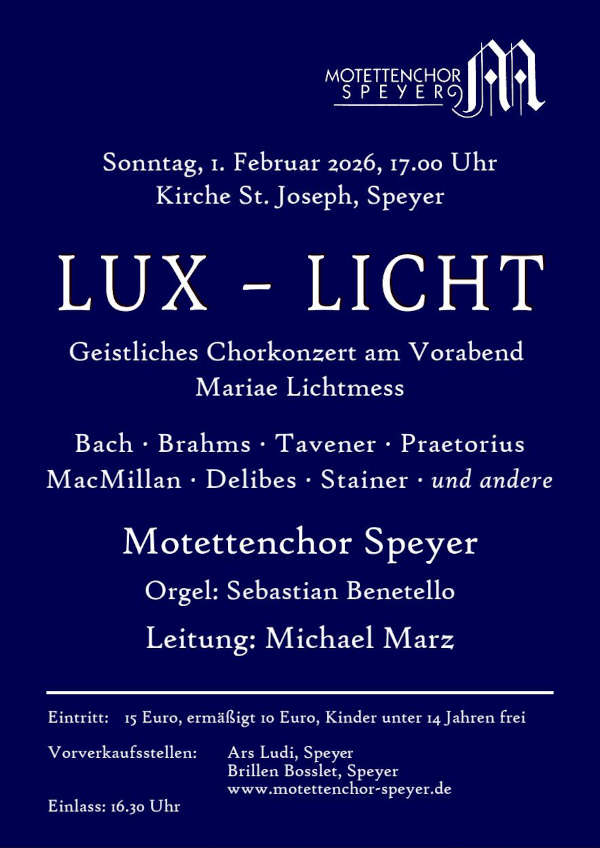 Geistliches Chorkonzert im Februar 2026 in Speyer
