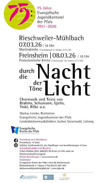 "durch die Nacht der Töne Licht" im März 2026 in Rieschweiler-Mühlbach und Freinsheim