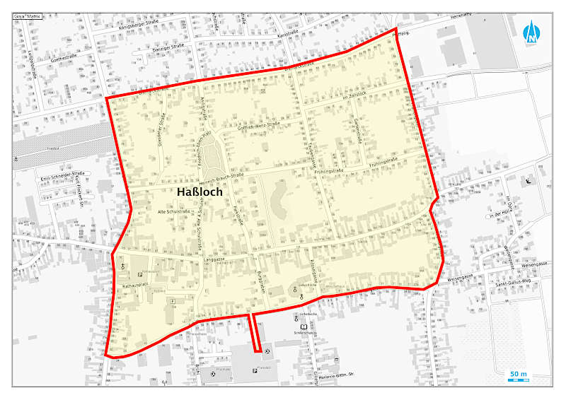 Sommertagsumzug 2026 Route und Sperrbereich (Quelle: Gemeindeverwaltung Haßloch)