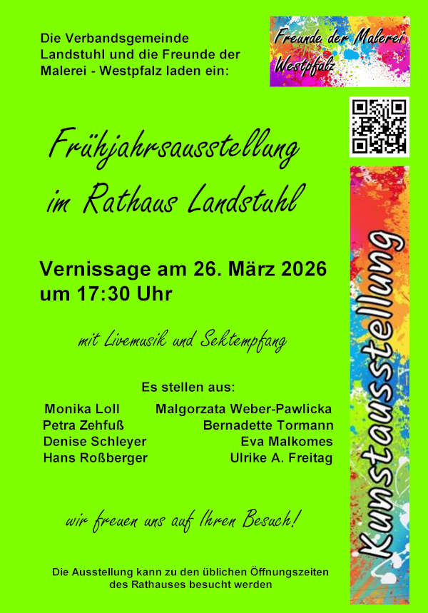 Kunstausstellung der Freunde der Malerei Westpfalz von März bis Oktober 2026 in Landstuhl