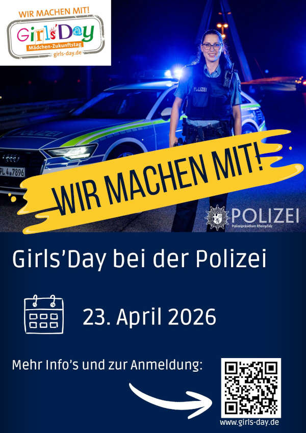 Girls'Day 2026 - Das Polizeipräsidium Rheinpfalz macht mit