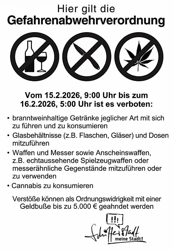 Gefahrenabwehrverordnung 2026 (Quelle: Stadtverwaltung Schifferstadt)