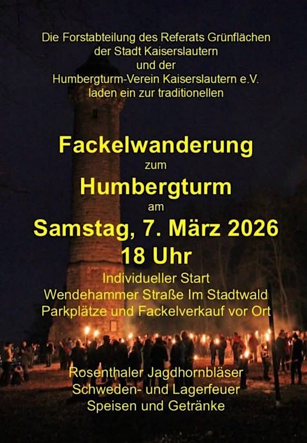 Fackelwanderung im März 2026 zum Humbergturm bei Kaiserslautern