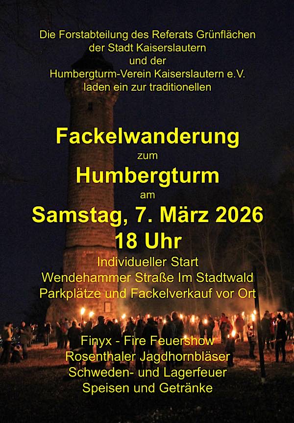 Fackelwanderung im März 2026 zum Humbergturm bei Kaiserslautern