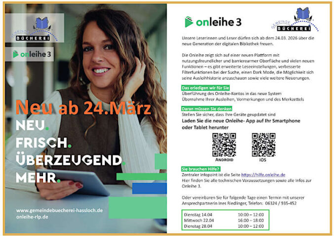 Neue Onleihe 3 startet im März 2026 in der Gemeindebücherei Haßloch