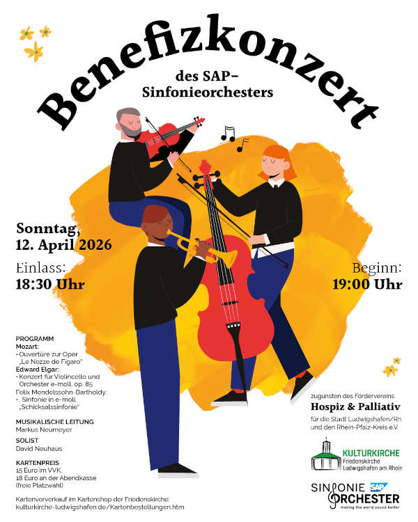 Konzert „Schicksal und Sehnsucht“ SAP-Sinfonieorchester spielt zugunsten des Fördervereins Hospiz und Palliativ
