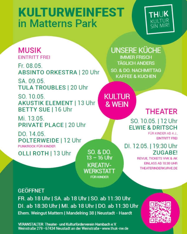 Kulturweinfest in Matterns Park im Mai 2026 in Neustadt an der Weinstraße