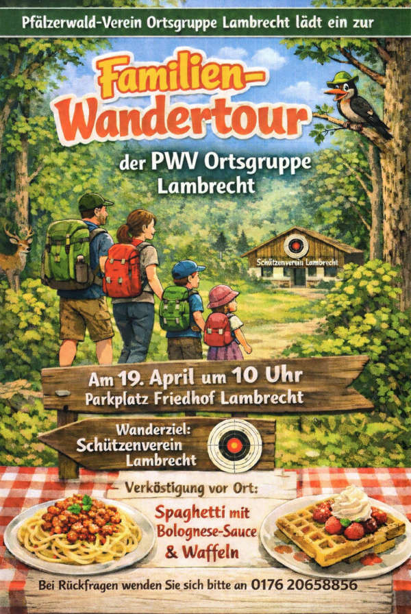 Familien-Wandertour der PWV Ortsgruppe Lambrecht im April 2026