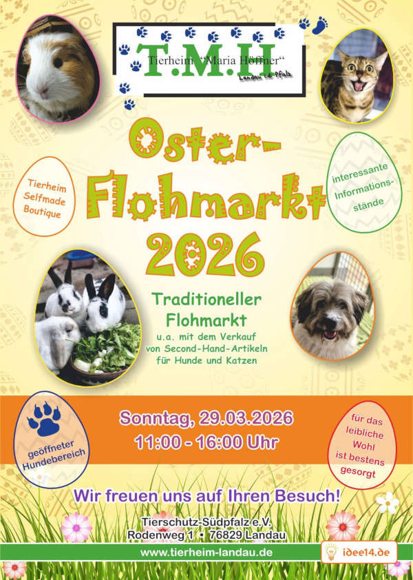 Osterflohmarkt 2026 im März im Tierheim "Maria Höffner" in Landau