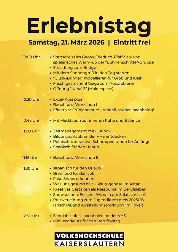 VHS Kaiserslautern feiert Erlebnistag und verleiht Jugendkunstpreis im März 2026