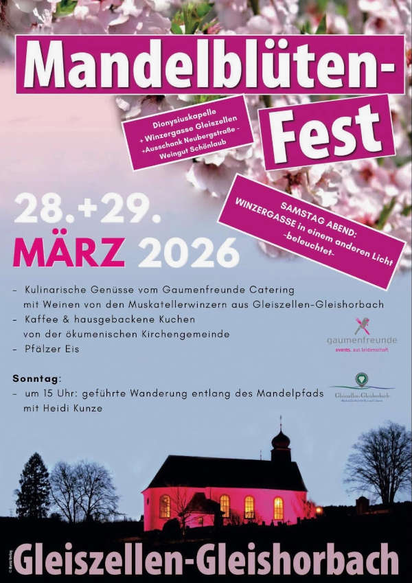 Mandelblütenfest im März 2026 in Gleiszellen-Gleishorbach