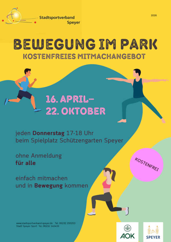 Bewegung im Park – kostenlos, niederschwellig und für alle von April bis Oktober 2026 in Speyer