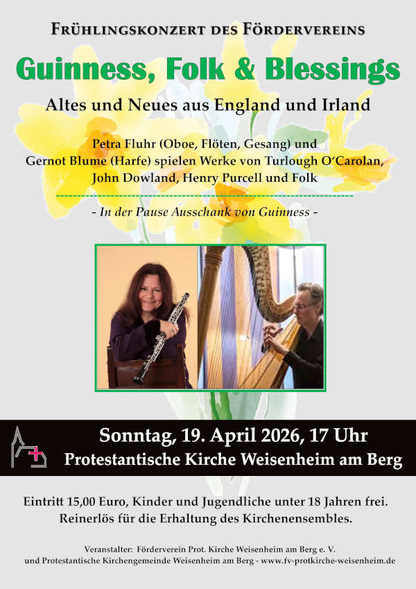 "Guinness, Folk & Blessings" im April 2026 in Weisenheim am Berg