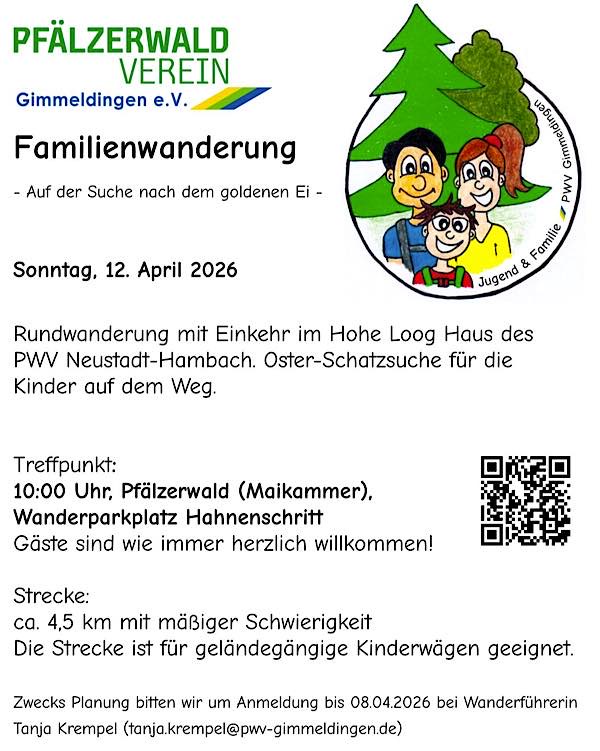 Familienwanderung im April 2026 von Maikammer zum Hohe-Loog-Haus