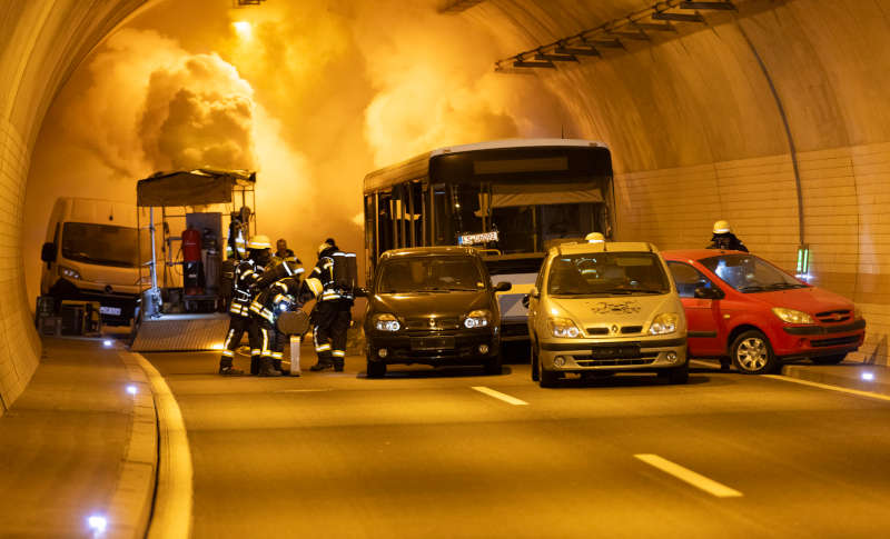 Großübung am Hörnchenbergtunnel (Foto: Reiner Voß / Kreisverwaltung)