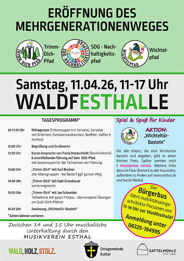 Eröffnung des Mehrgenerationenweges im April 2026 in Esthal