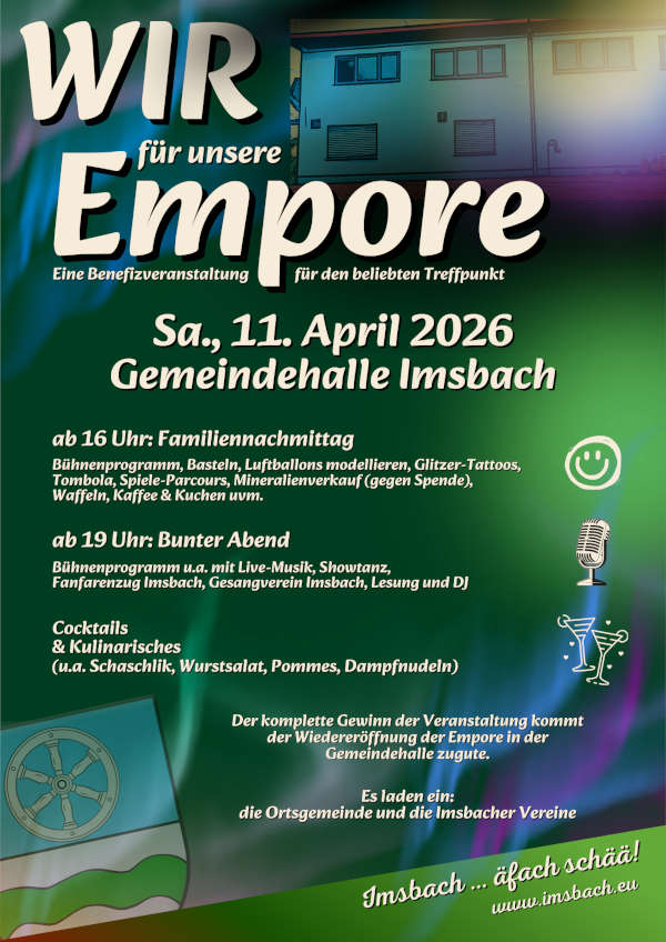 Benefizveranstaltung "Wir für unsere Empore" im April 2026 in Imsbach
