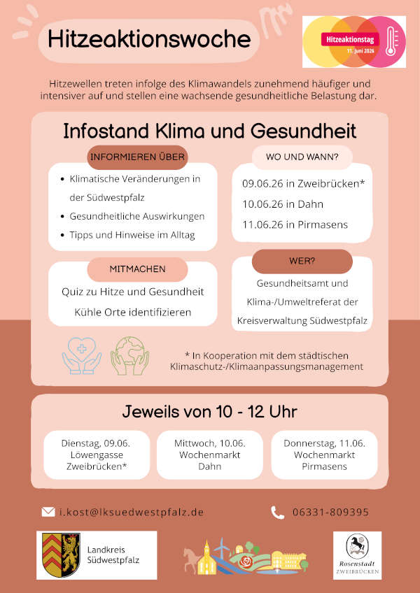 Hitzeaktionstag im Juni 2026 in Zweibrücken, Dahn und Pirmasens
