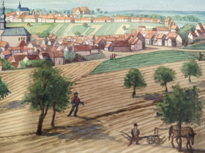Das Aquarell von Ernst Martin zeigt einen Blick auf Pirmasens. Das Werk stammt aus der Sammlung des Heimatforschers Oskar Schäfer. (Foto: Sammlung Stadtarchiv)