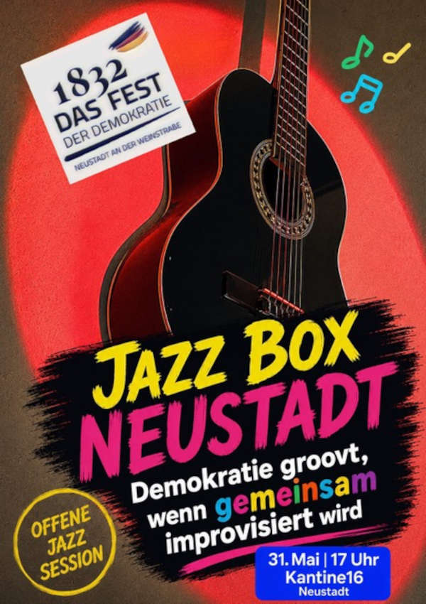JazzBox lädt zur offenen Jam-Session beim DemokratieFest im Mai 2026 in Neustadt an der Weinstraße ein