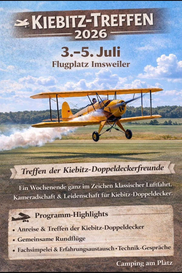 Kiebitz-Treffen im Juli 2026 auf dem Flugplatz Imsweiler