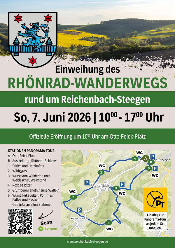 Einweihung des Rhönrad-Wanderwegs im Juni 2026 rund um Reichenbach-Steegen