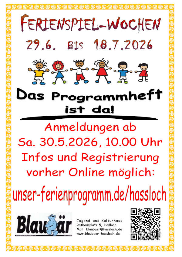 Anmeldungen für Ferienspielwochen 2026 in Haßloch ab Ende Mai möglich