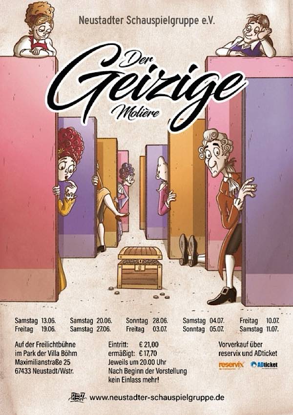 Schauspiel "Der Geizige" im Juni und Juli 2026 in Neustadt an der Weinstraße