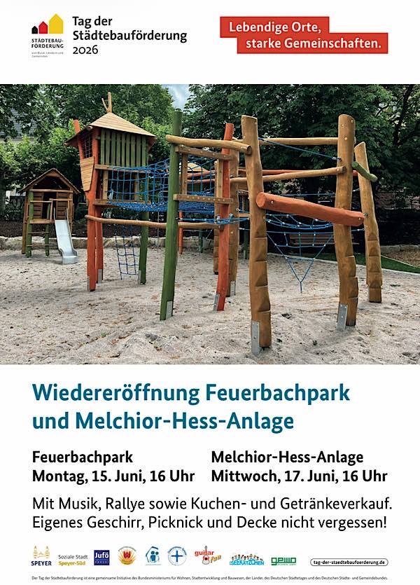 Wiedereröffnung von Feuerbachpark und Melchior-Hess-Anlage im Juni 2026 in Speyer