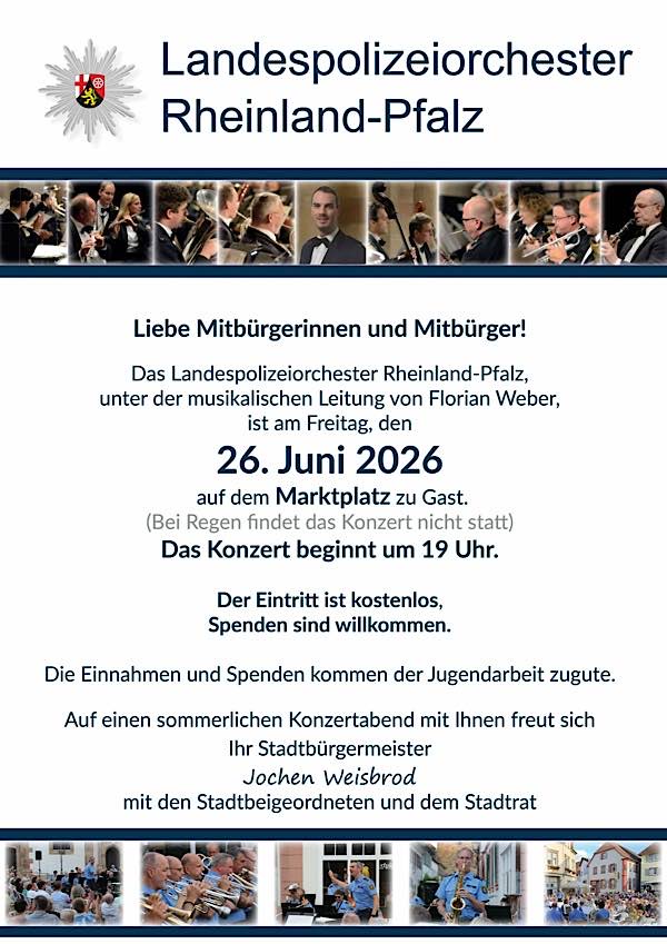 Konzert Landespolizeiorchester Rheinland-Pfalz im Juni 2026 in Freinsheim