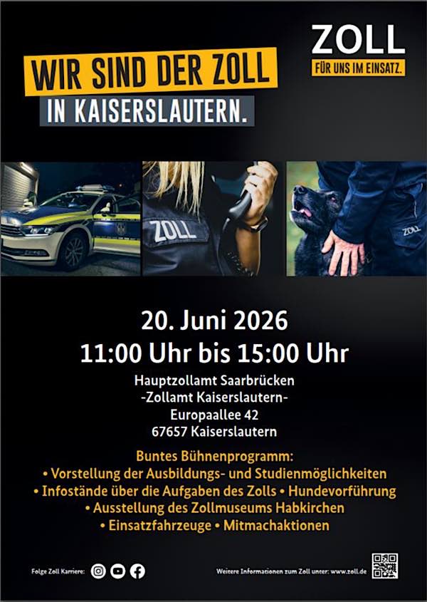 Tag der offenen Tür im Juni 2026 am Zollamt Kaiserslautern