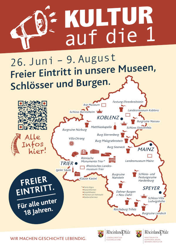 Kultur auf die 1 – Rheinland-Pfalz öffnet Burgen und Museen für alle unter 18