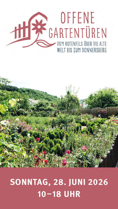 Tag der offenen Gartentür vom Rotenfels über die Alte Welt bis zum Donnersberg im Juni 2026